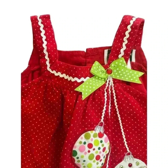 Girls Christmas Ruffles Red Dress Jumper Pinafore Size 4 Rick Rack Polka Dots - Picture 4 of 10